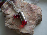 Red Crystal Hearts Silver Bullet Jewelry Pendant