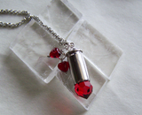 Red Crystal Hearts Silver Bullet Jewelry Pendant