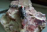 Red Hematite Phantom Quartz Filigree Bullet Jewelry Pendant