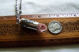 Red Hematite Phantom Quartz Filigree Bullet Jewelry Pendant