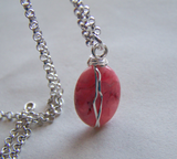 Rhodochrosite Polished Gemstone Wire Wrapped Pendant