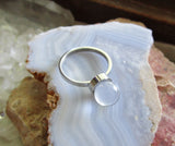 Crystal Ball Natural Tiny Quartz Sphere Silver Ring