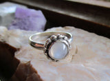 Cat's Eye Moonstone Natural Gemstone Sterling Silver Ring Size 6