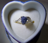 Sterling Silver Raw Blue Sapphire Gemstone Ring Sz 7