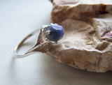 Sterling Silver Raw Blue Sapphire Gemstone Ring Sz 7