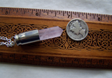 Rose Quartz Crystal Silver Bullet Jewelry Pendant