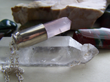 Rose Quartz Crystal Silver Bullet Jewelry Pendant