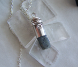 Natural Raw Sapphire Wire Wrapped Silver Bullet Pendant