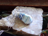 Natural Scheelite Lapis Lace Onxy Wire Wrapped Crystal Pendant Necklace