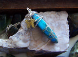 Blue Sea Jasper Gold Butterfly Pendant Necklace