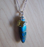 Blue Sea Jasper Gold Butterfly Pendant Necklace