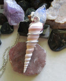 Opalite Crystal Arrowhead Natural Seashell Pendant Necklace