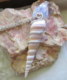 Opalite Crystal Arrowhead Natural Seashell Pendant Necklace