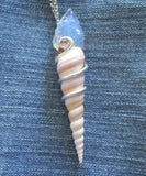 Opalite Crystal Arrowhead Natural Seashell Pendant Necklace