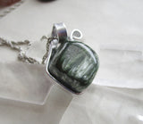 Green Seraphinite Crystal Natural Wire Wrapped Gemstone Pendant Necklace