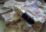 Russian Shungite Wire Wrapped Silver Bullet Jewelry Pendant