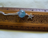 Sterling Silver Star Blue Rainbow Fluorite Crystal Ball Pendant