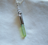 Silver Snake Green Aura Quartz Crystal Bullet Pendant