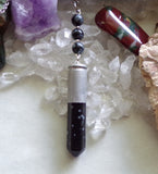 Snowflake Obsidian Naturel Stone Silver Bullet Pendant Necklace