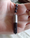 Snowflake Obsidian Naturel Stone Silver Bullet Pendant Necklace