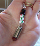 Red Crystal Silver Bullet Peppermint Snowman Pendant Necklace