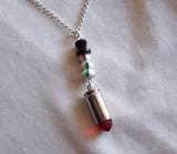 Red Crystal Silver Bullet Peppermint Snowman Pendant Necklace