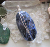 Blue Sodalite Large Natural Gemstone Pendant Necklace