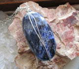 Blue Sodalite Large Natural Gemstone Pendant Necklace