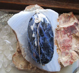 Blue Sodalite Large Natural Gemstone Pendant Necklace