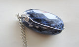 Blue Sodalite Large Natural Gemstone Pendant Necklace