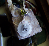 Solar Quartz Stalactite Slice Sterling Silver Pendant