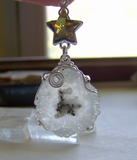 Solar Quartz Stalactite Slice Sterling Silver Pendant