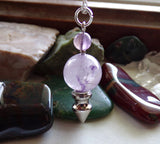 Lavender Amethyst Crystal Ball Spike Pendulum Pendant Necklace