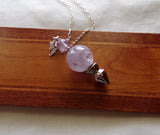 Lavender Amethyst Crystal Ball Spike Pendulum Pendant Necklace