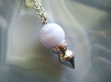 Blue Lace Agate Crystal Ball Spike Pendulum Pendant Necklace