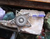 Silver Star Sundial with Hourglass Pendant Necklace