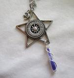 Silver Star Sundial with Hourglass Pendant Necklace