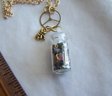 Gemstones and Vintage Watch Parts Miniature Bottle Pendant