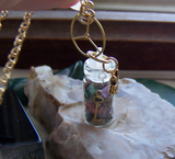 Gemstones and Vintage Watch Parts Miniature Bottle Pendant