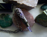 Indigo Aura Quartz Filigree Bullet Jewelry Pendant Necklace