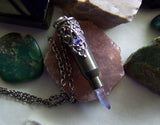 Indigo Aura Quartz Filigree Bullet Jewelry Pendant Necklace