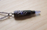 Indigo Aura Quartz Filigree Bullet Jewelry Pendant Necklace