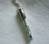 Tourmaline Gemstones Glass Cylinder Silver Bullet Jewelry Pendant