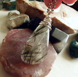 Natural Green Tourmaline Quartz Crystal Pendant Necklace