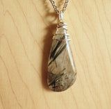 Natural Green Tourmaline Quartz Crystal Pendant Necklace