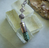 Natural Tree Agate Celtic Silver Bullet Jewelry Pendant