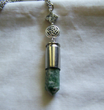 Natural Tree Agate Celtic Silver Bullet Jewelry Pendant