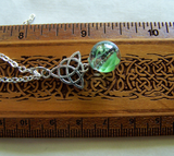 Celtic Knot Witch's Ball Green Glass Protection Pendant