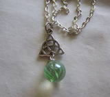 Celtic Knot Witch's Ball Green Glass Protection Pendant