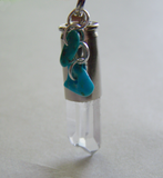 Quartz Crystal and Turquoise Silver Bullet Jewelry Pendant